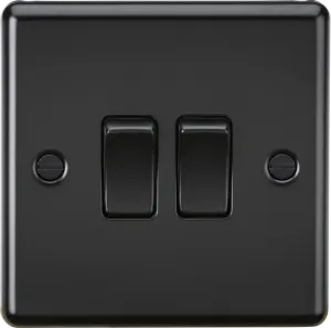 Knightsbridge CL3MBB Rounded Edge 10AX 2G 2-Way Plate Switch - Matt Black