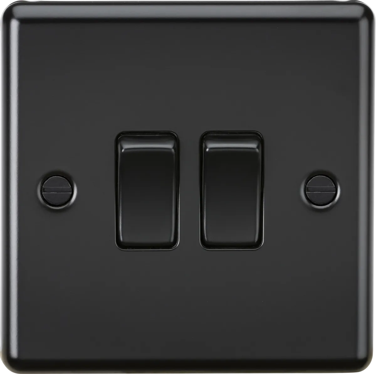 Knightsbridge CL3MBB Rounded Edge 10AX 2G 2-Way Plate Switch - Matt Black