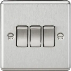 Knightsbridge CL4BC Rounded Edge 10AX 3G 2 Way Plate Switch - Brushed Chrome