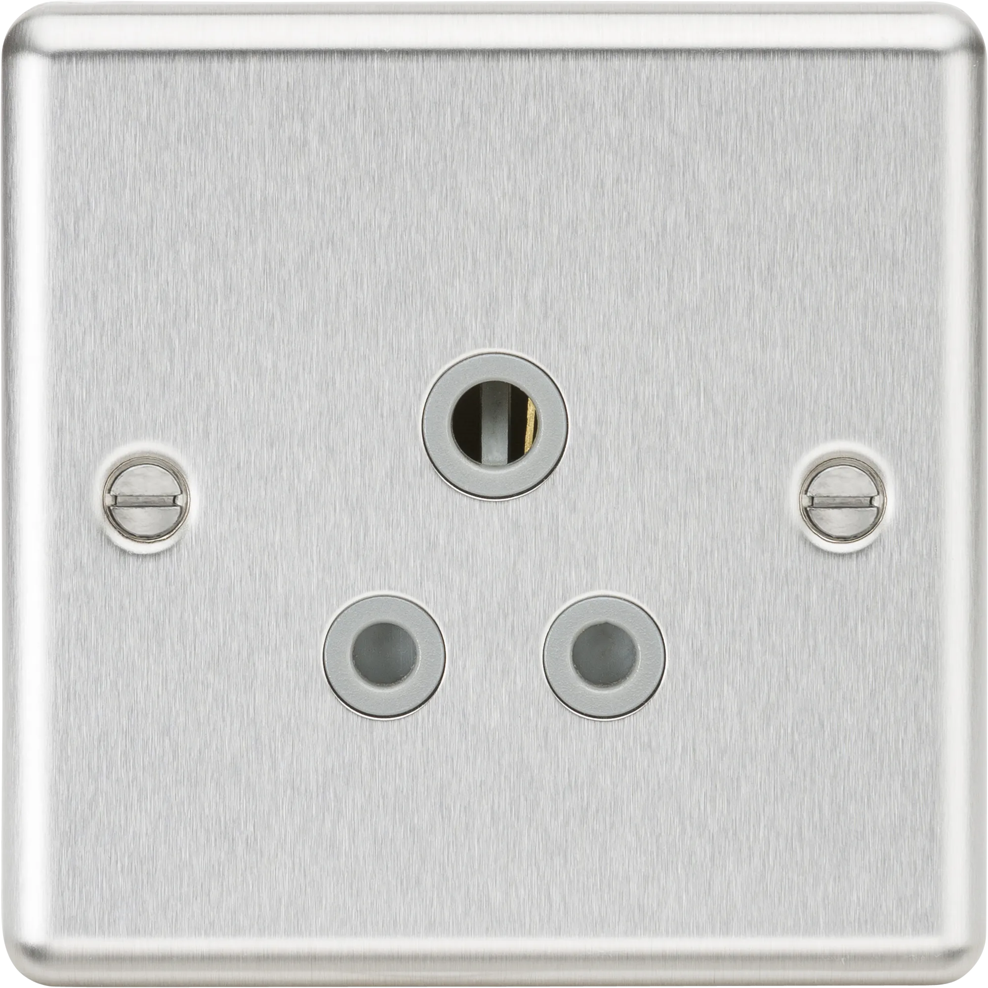 Knightsbridge CL5ABCG Rounded Edge 5A Unswitched Socket - Brushed Chrome   Grey Insert