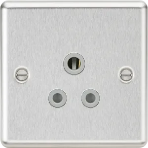 Knightsbridge CL5ABCG Rounded Edge 5A Unswitched Socket - Brushed Chrome   Grey Insert