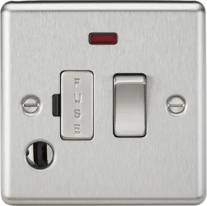 Knightsbridge CL63FBC Rounded Edge 13A Switch Fused Spur Unit   Neon & Flex Outlet - Brushed Chrome