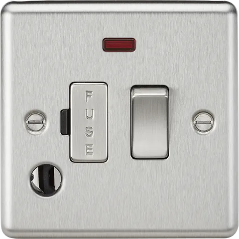 Knightsbridge CL63FBC Rounded Edge 13A Switch Fused Spur Unit   Neon & Flex Outlet - Brushed Chrome