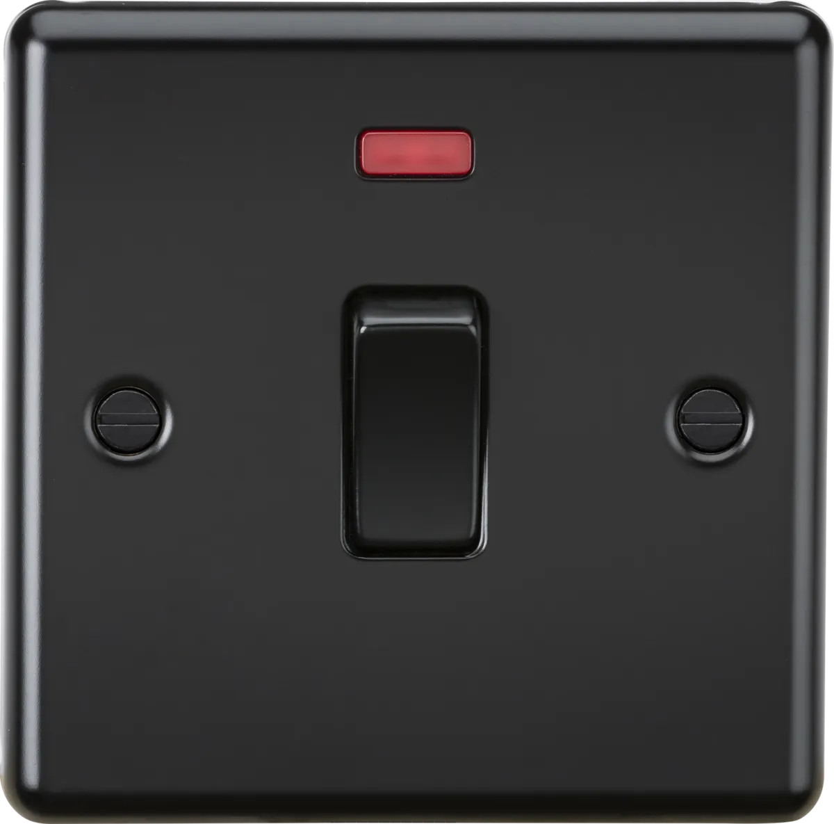 Knightsbridge CL834NMBB Rounded Edge 20A 1G DP Switch   Neon - Matt Black