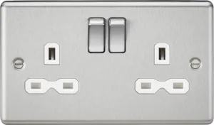Knightsbridge CL9BCWx5 Rounded Edge 13A 2G DP Switched Socket - Brushed Chrome   White Insert (5 Pack)