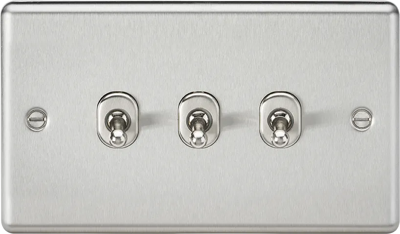 Knightsbridge CLTOG3BC Rounded Edge 10AX 3G 2-Way Toggle Switch - Brushed Chrome