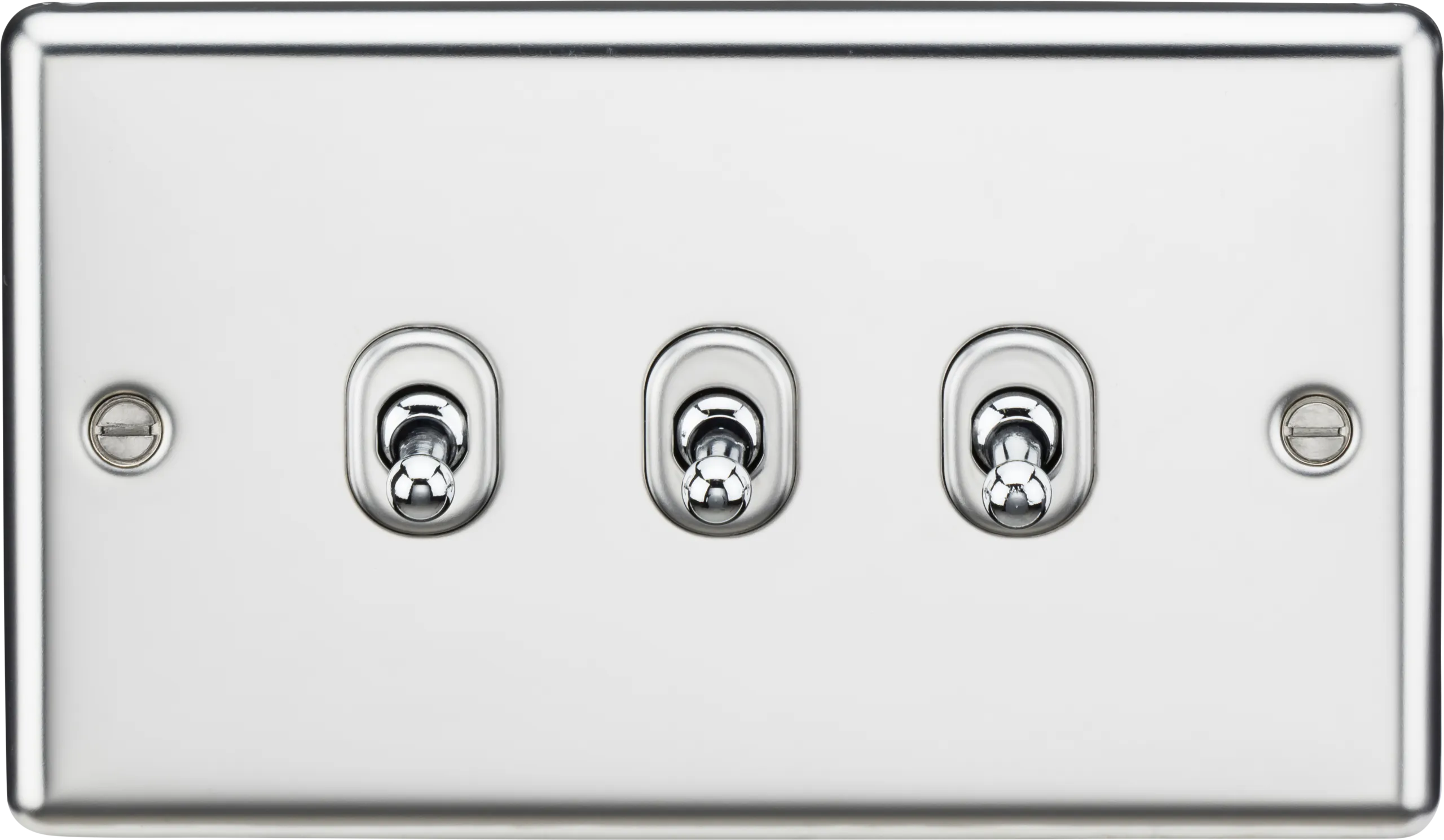 Knightsbridge CLTOG3PC Rounded Edge 10AX 3G 2-Way Toggle Switch - Polished Chrome