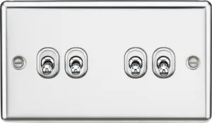 Knightsbridge CLTOG4PC Rounded Edge 10AX 4G 2-Way Toggle Switch - Polished Chrome
