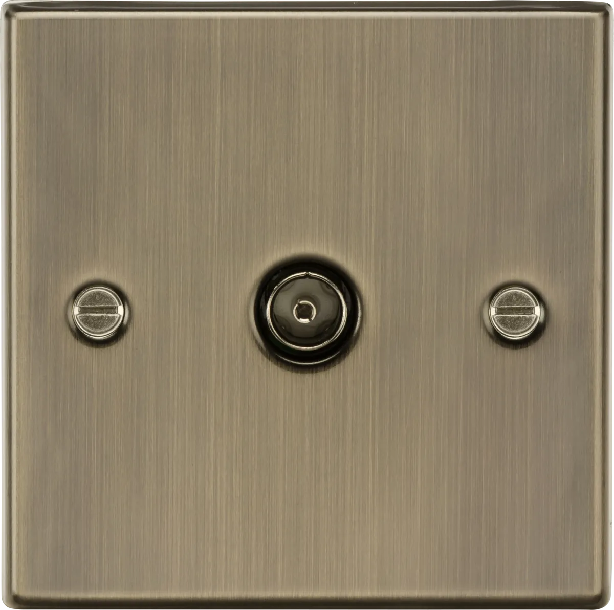 Knightsbridge CS010AB Square Edge TV Outlet (Non-Isolated) - Antique Brass