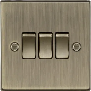 Knightsbridge CS4AB Square Edge 10AX 3G 2 Way Plate Switch - Antique Brass