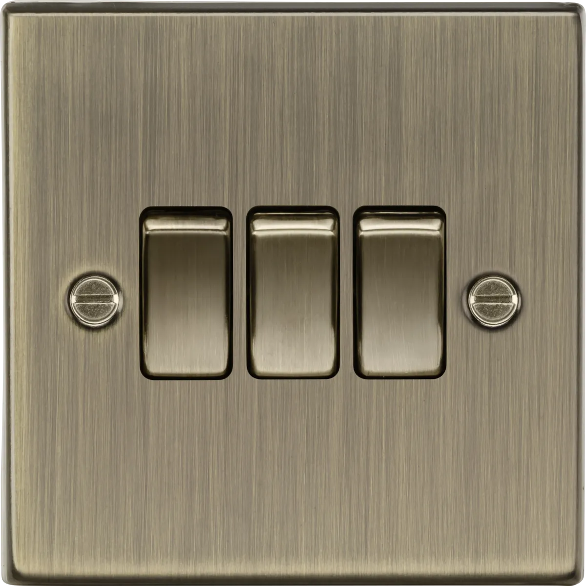 Knightsbridge CS4AB Square Edge 10AX 3G 2 Way Plate Switch - Antique Brass
