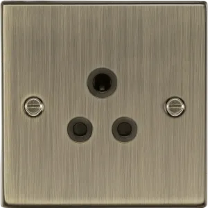 Knightsbridge CS5AAB Square Edge 5A Unswitched Socket - Antique Brass   Black Insert
