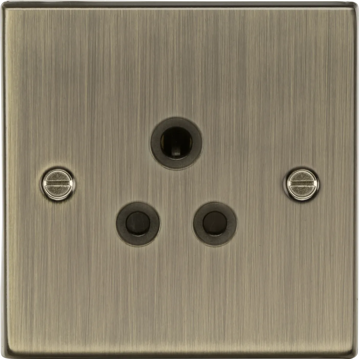 Knightsbridge CS5AAB Square Edge 5A Unswitched Socket - Antique Brass   Black Insert