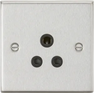 Knightsbridge CS5ABC Square Edge 5A Unswitched Socket - Brushed Chrome   Black Insert