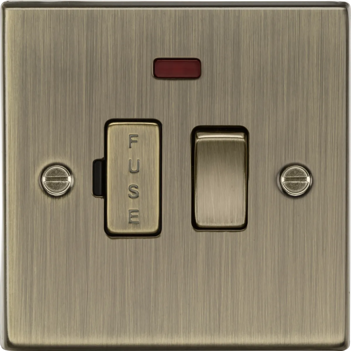 Knightsbridge CS63NAB Square Edge 13A Switched Fused Spur Unit   Neon - Antique Brass