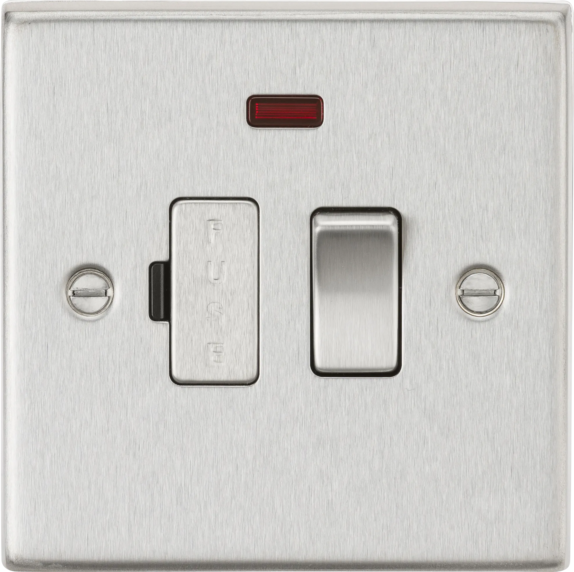 Knightsbridge CS63NBC Square Edge 13A Switched Fused Spur Unit   Neon - Brushed Chrome