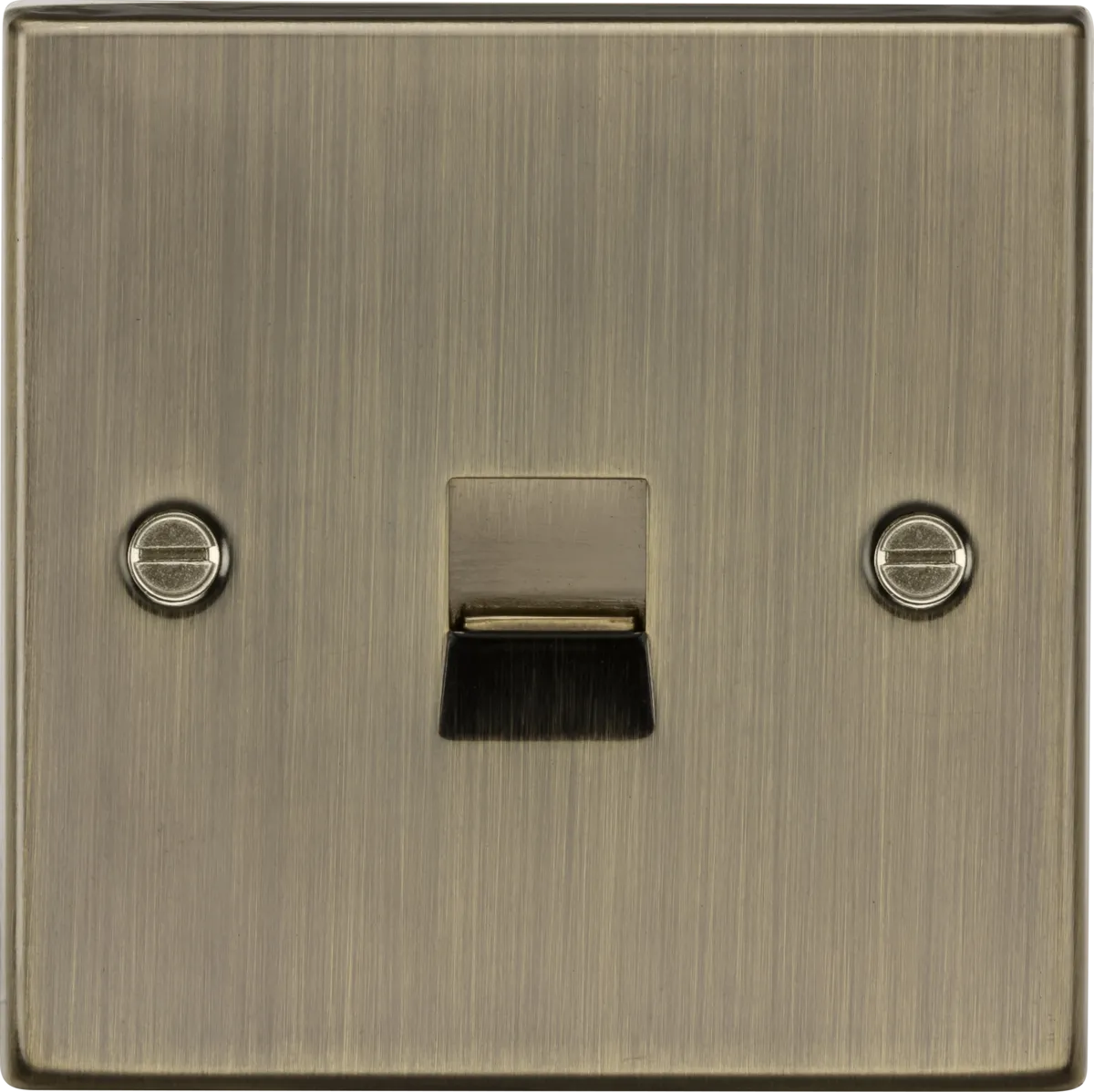 Knightsbridge CS74AB Square Edge Telephone Extension Outlet - Antique Brass