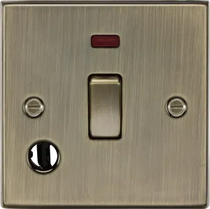 Knightsbridge CS834FAB Square Edge 20A 1G DP Switch   Neon & Flex Outlet - Antique Brass