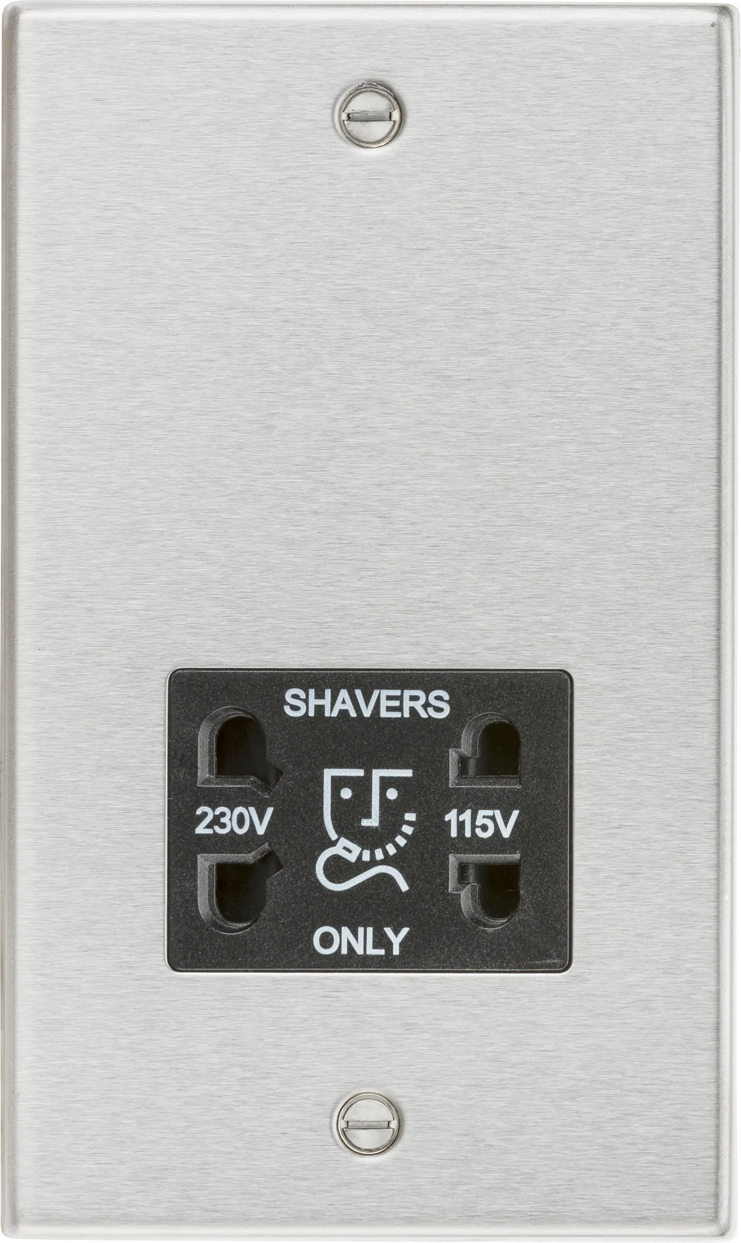 Knightsbridge CS89BC Square Edge 115/230V Dual Voltage Shaver Socket - Brushed Chrome   Black Insert