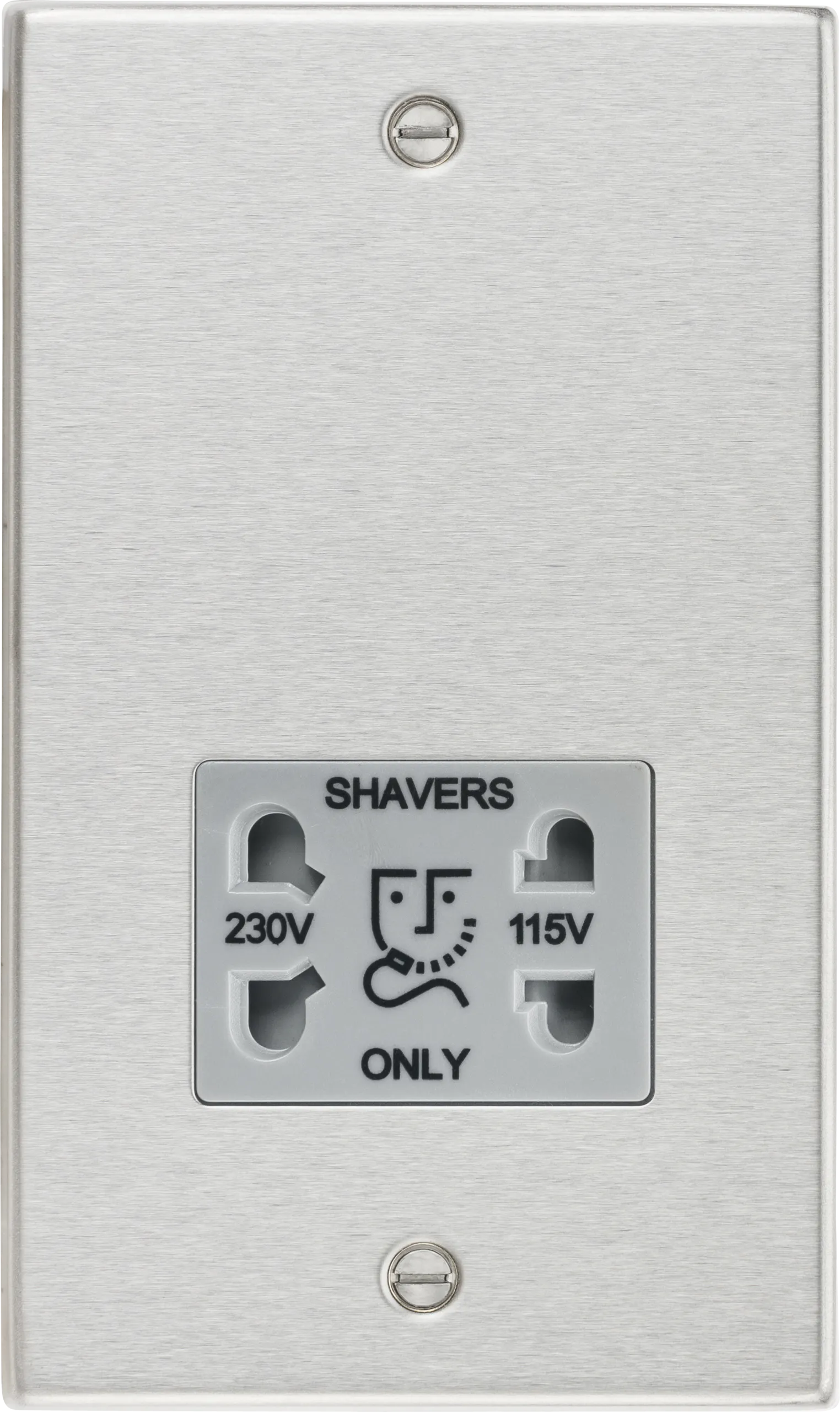 Knightsbridge CS89BCG Square Edge 115/230V Dual Voltage Shaver Socket - Brushed Chrome   Grey Insert