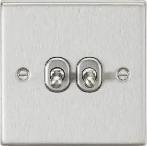 Knightsbridge CSTOG2BC Square Edge 10AX 2G 2-Way Toggle Switch - Brushed Chrome