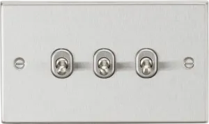 Knightsbridge CSTOG3BC Square Edge 10AX 3G 2-Way Toggle Switch - Brushed Chrome