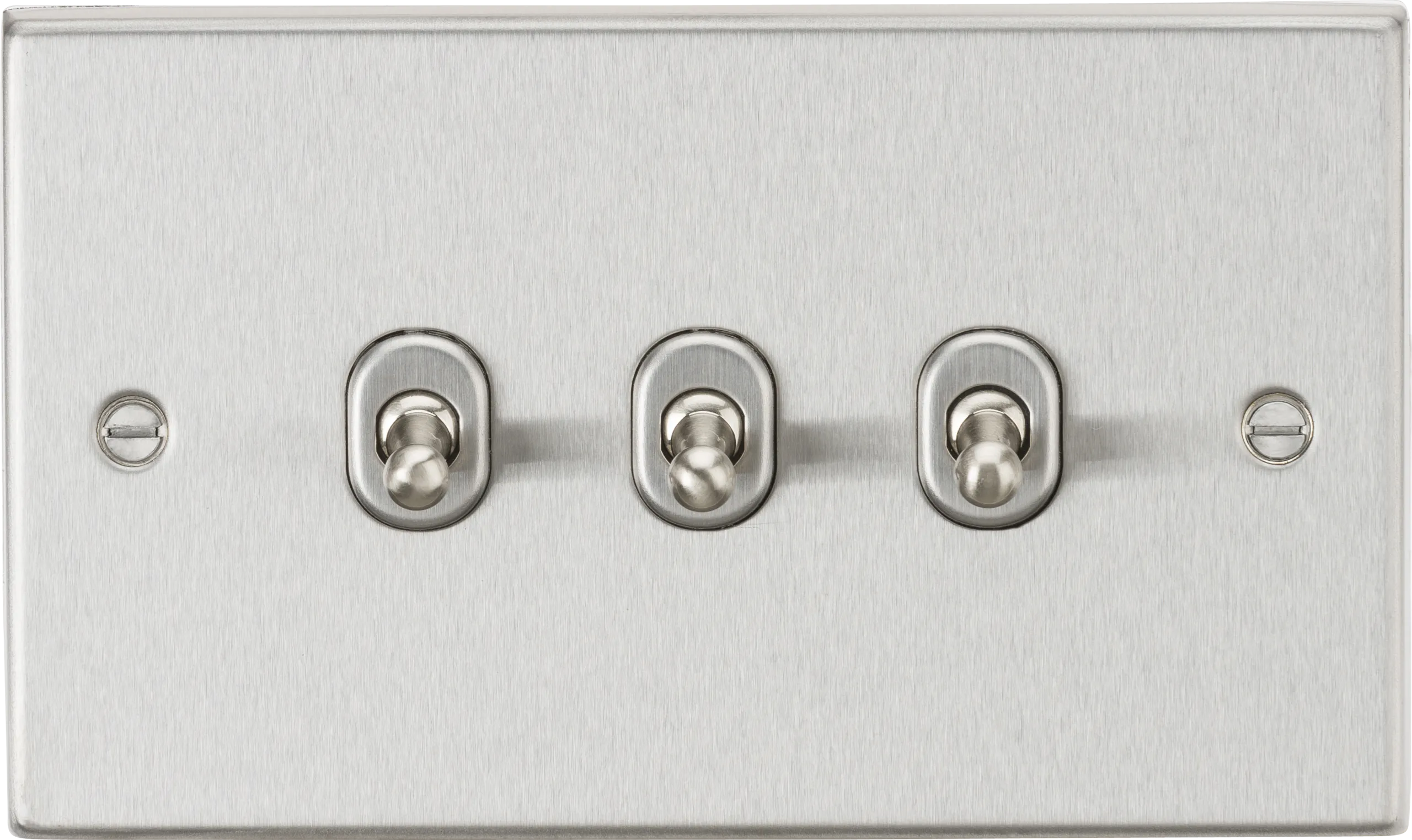 Knightsbridge CSTOG3BC Square Edge 10AX 3G 2-Way Toggle Switch - Brushed Chrome