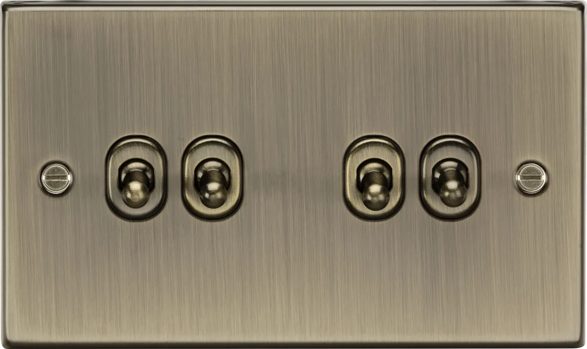 Knightsbridge CSTOG4AB Square Edge 10AX 4G 2-Way Toggle Switch - Antique Brass