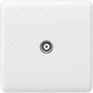 Knightsbridge CU0100 White Curved Edge Coax TV Outlet (Non-Isolated)