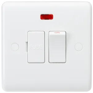 Knightsbridge CU6300N White Curved Edge 13A Switched Fused Spur Unit   Neon