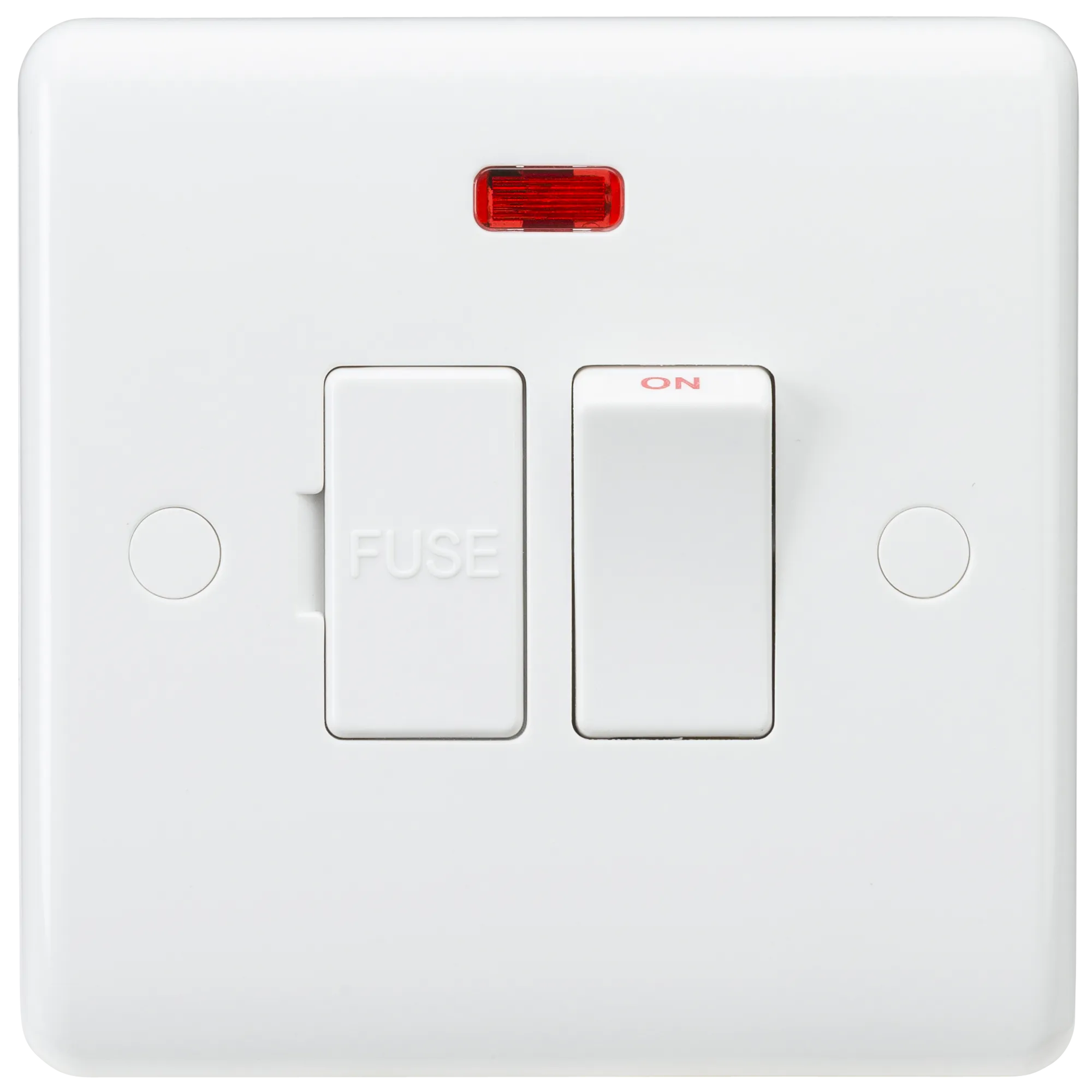 Knightsbridge CU6300N White Curved Edge 13A Switched Fused Spur Unit   Neon
