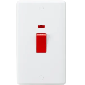 Knightsbridge CU8332N White Curved Edge 45A DP Switch   Neon (Large)