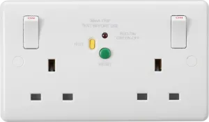 Knightsbridge CU9RCD White Curved 13A 2G DP RCD Switched Socket - 30mA (Type A)