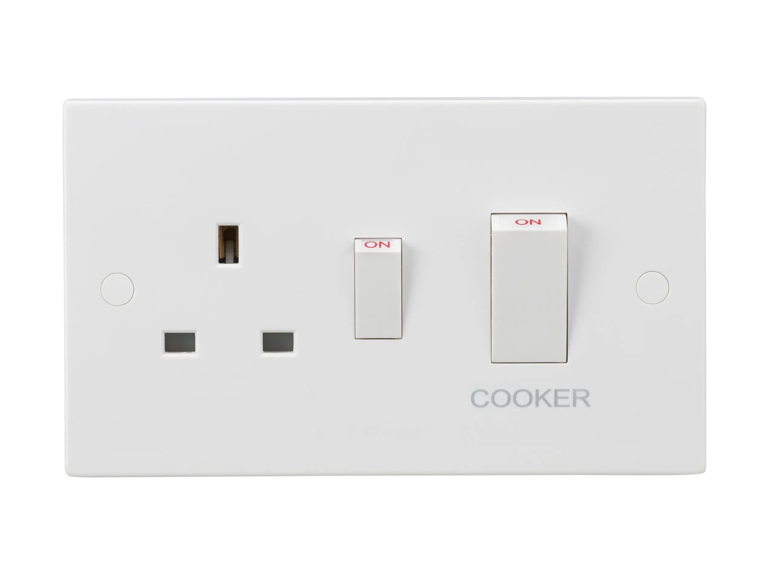 Knightsbridge SN8333W White Square Edge 45A DP Cooker Switch   13A Socket (White Rocker)