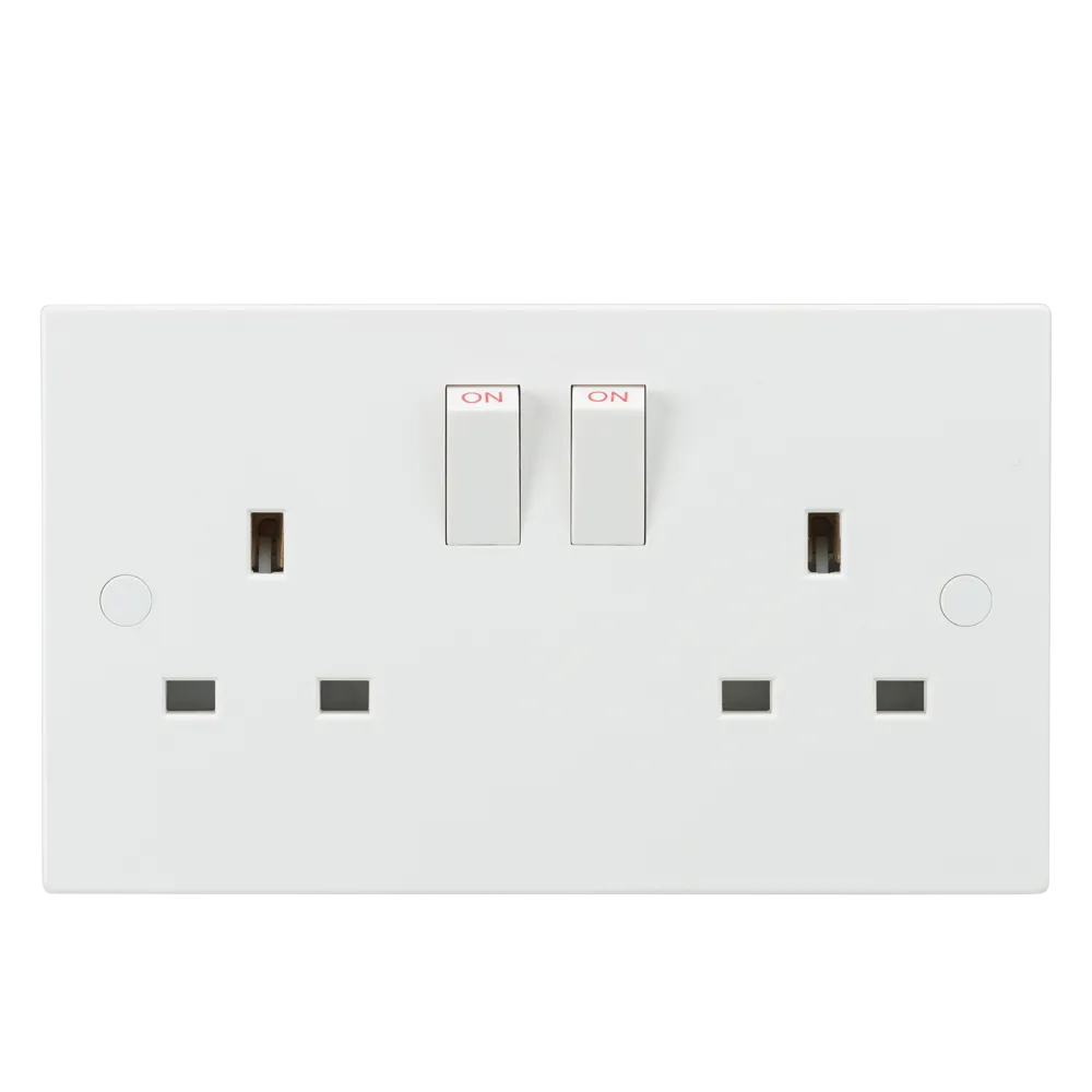 Knightsbridge SN9000 White Square Edge 13A 2G DP Switched Socket