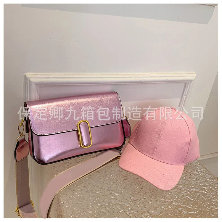 Korean Style Classy Small Square Bag 2023 Spring Popular Texture Cross-Border Underarm Bag Shiny Patent Leather Chain Shoulder Bag