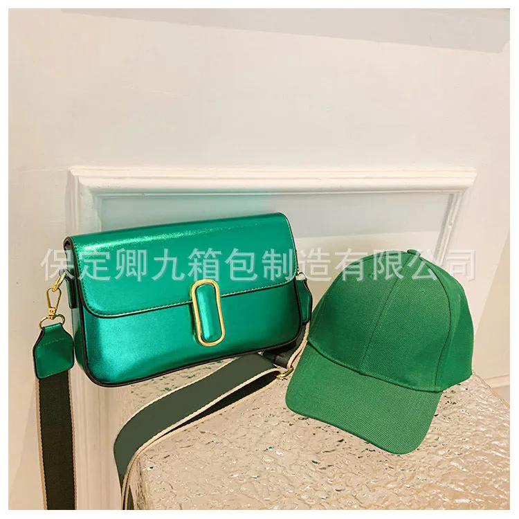 Korean Style Classy Small Square Bag 2023 Spring Popular Texture Cross-Border Underarm Bag Shiny Patent Leather Chain Shoulder Bag