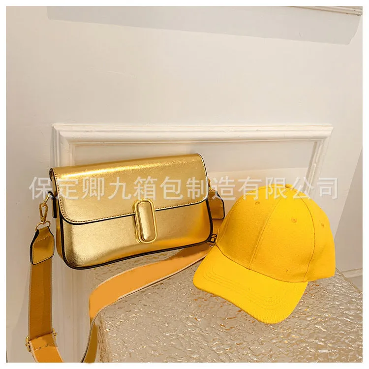 Korean Style Classy Small Square Bag 2023 Spring Popular Texture Cross-Border Underarm Bag Shiny Patent Leather Chain Shoulder Bag