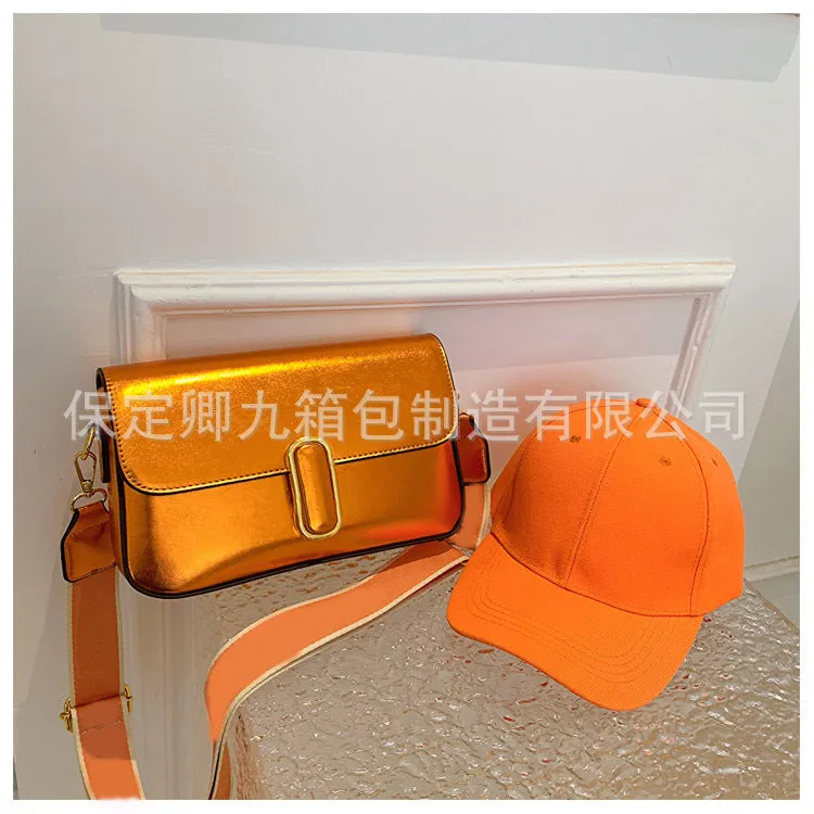 Korean Style Classy Small Square Bag 2023 Spring Popular Texture Cross-Border Underarm Bag Shiny Patent Leather Chain Shoulder Bag