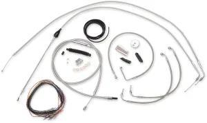 LA Choppers LA-8005KT2A-16 Complete Handlebar Cable/Brake & Clutch Line/Wire Kit - Stainless Braided