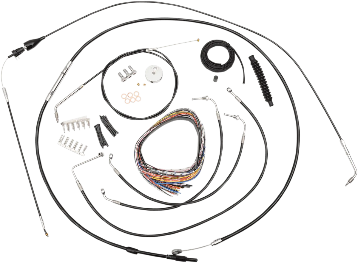 LA Choppers LA-8006KT2A-08B Complete Handlebar Cable and Brake Line Kit - Black Vinyl/Stainless
