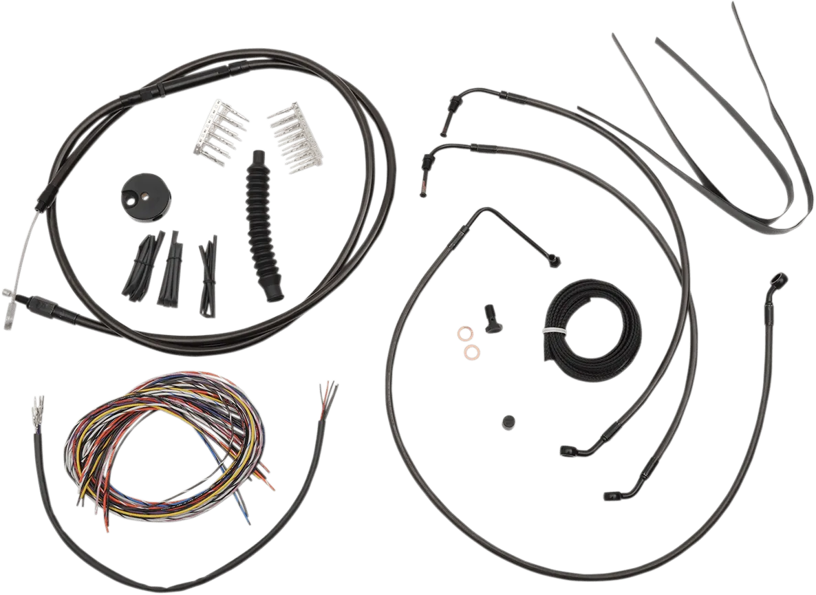 LA Choppers LA-8011KT2-19M Complete Handlebar Cable and Brake Line Kit - Midnight