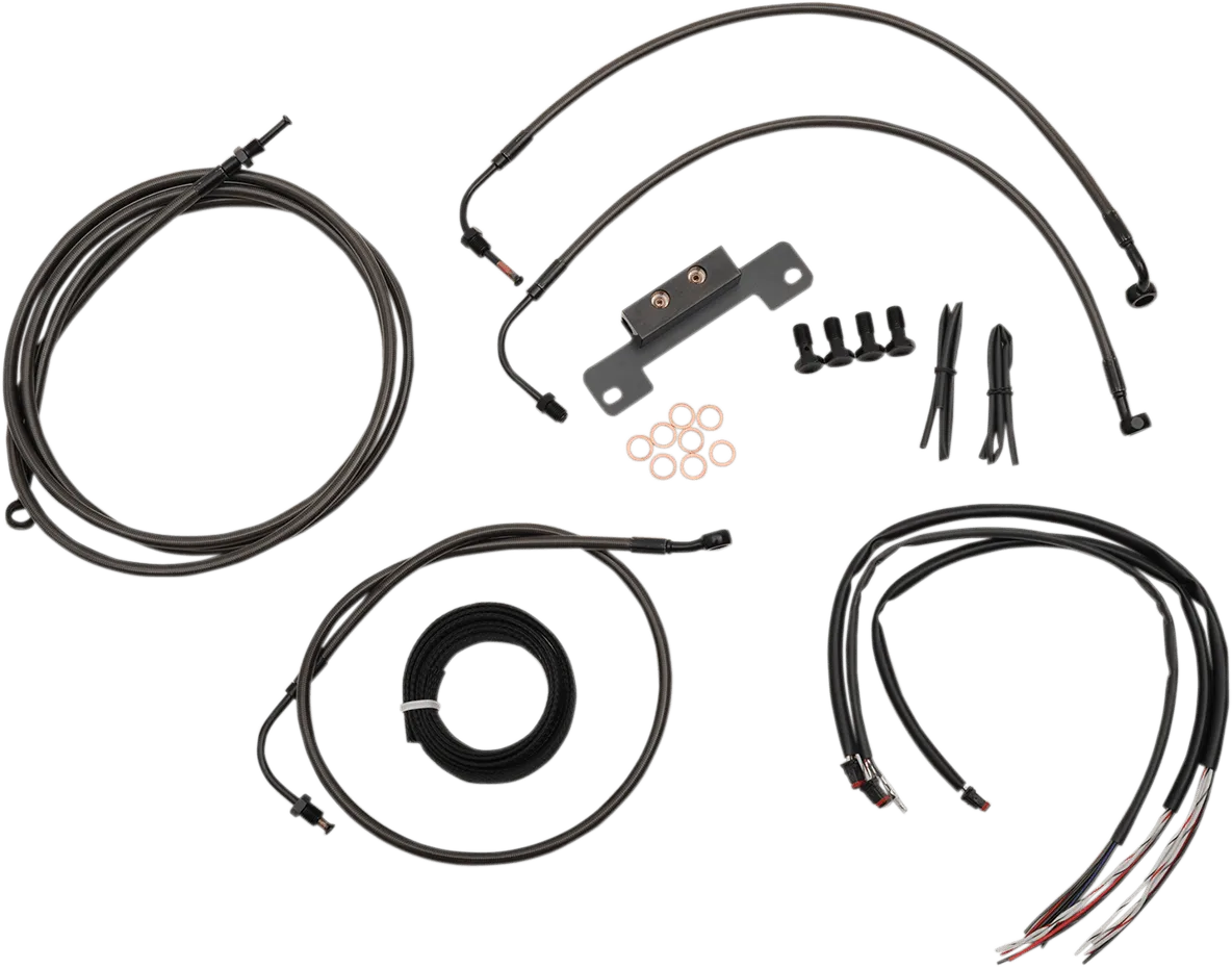 LA Choppers LA-8012KT2-16M Complete Handlebar Cable and Brake Line Kit - Midnight