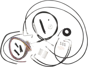 LA Choppers LA-8050KT2-16B Complete Handlebar Cable and Brake Line Kit - Black Vinyl/Stainless