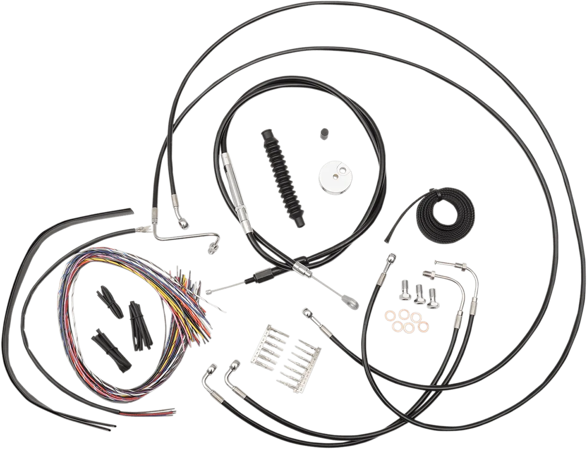 LA Choppers LA-8050KT2-16B Complete Handlebar Cable and Brake Line Kit - Black Vinyl/Stainless