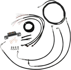 LA Choppers LA-8055KT2-13B Complete Handlebar Cable/Brake & Clutch Line/Wire Kit - Black Vinyl/Stainless Braided