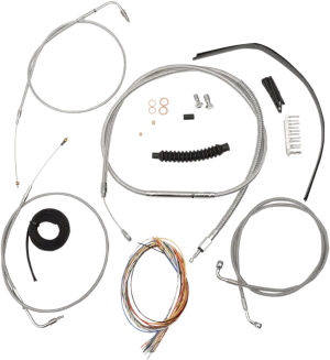 LA Choppers LA-8110KT2A-13 Complete Handlebar Cable/Brake & Clutch Line/Wire Kit - Stainless Braided