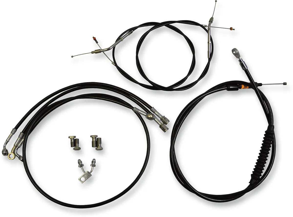 LA Choppers LA-8122KT-13B Standard Handlebar Cable/Brake & Clutch Line/Wire Kit - Black Vinyl/Stainless
