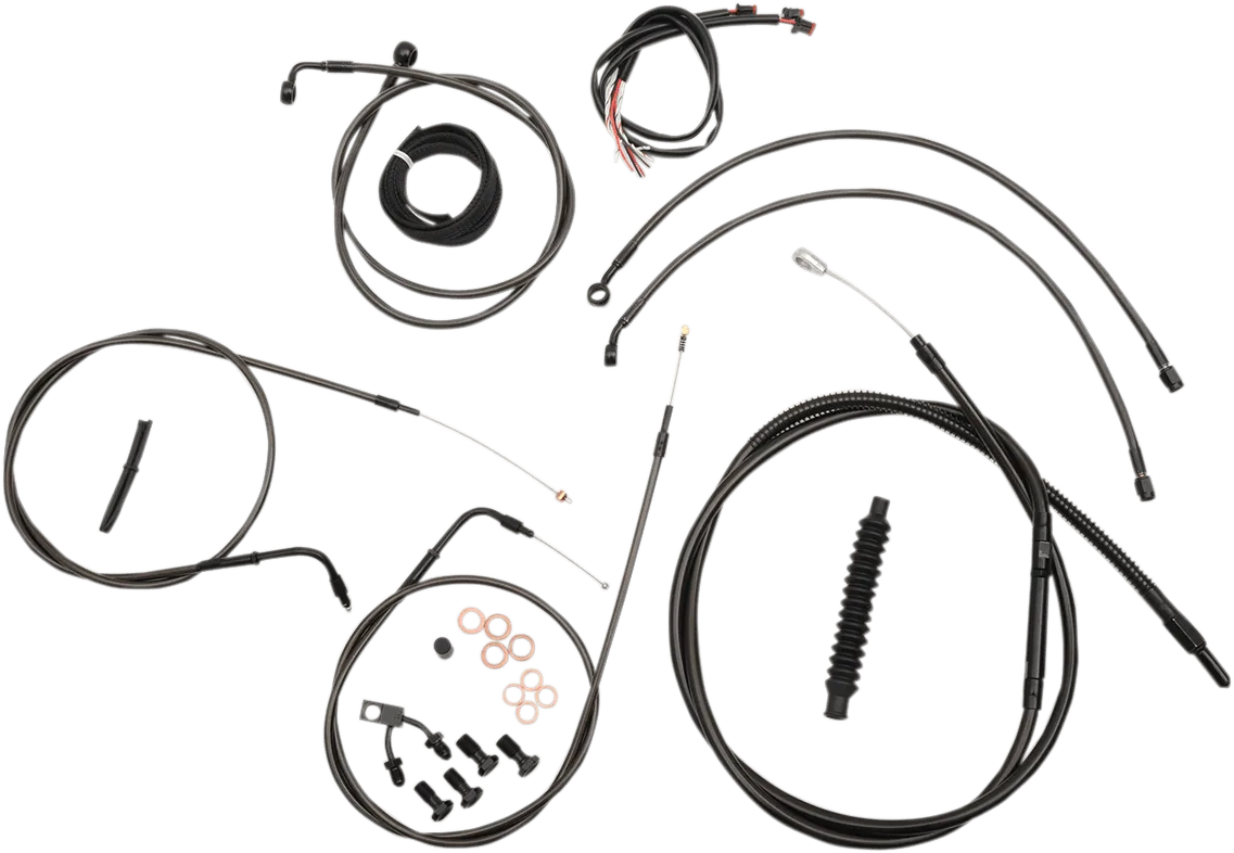 LA Choppers LA-8123KT2-13M Complete Handlebar Cable/Brake & Clutch Line/Wire Kit - Midnight Black