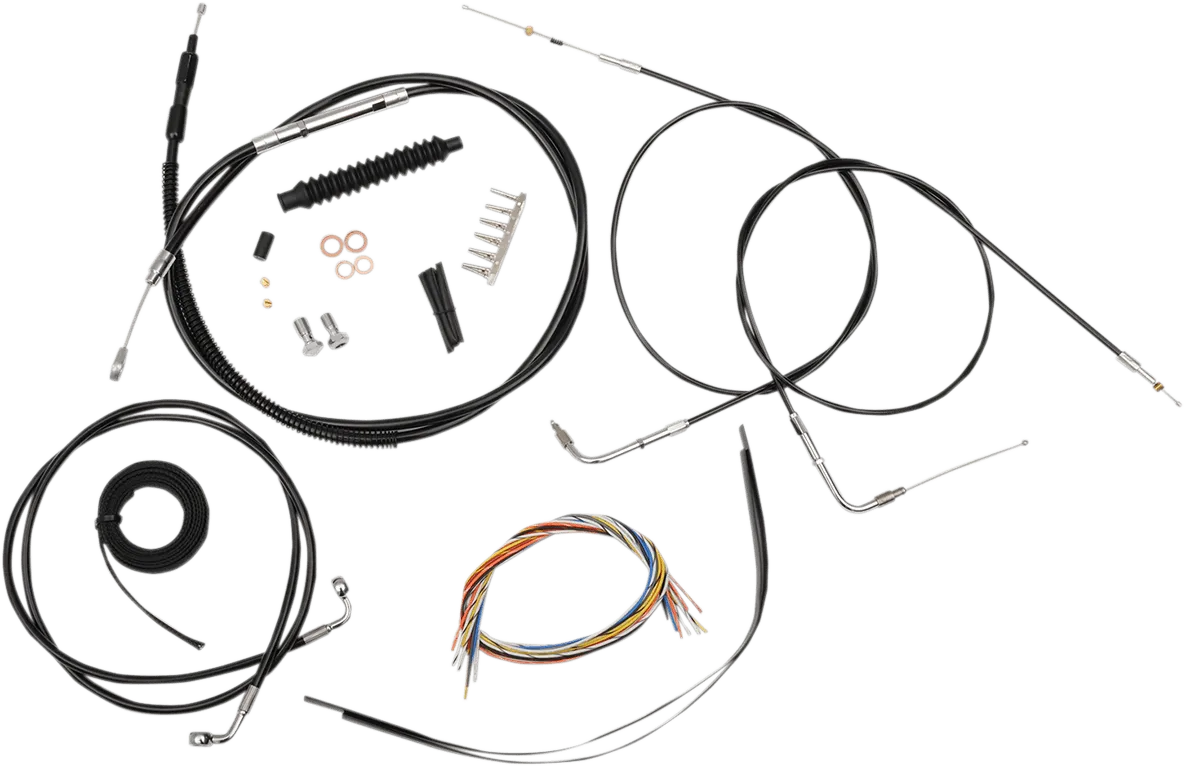 LA Choppers LA-8130KT2-19B Complete Handlebar Cable and Brake Line Kit - Black Vinyl/Stainless